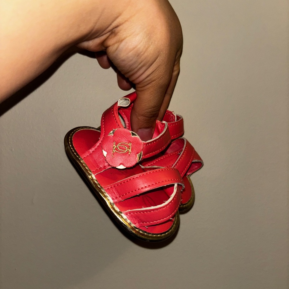 Coral Kids Sandals with Gold Trim